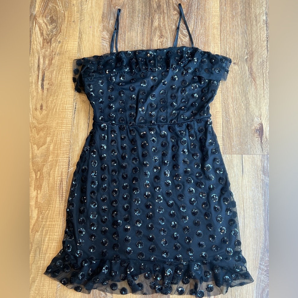 THREE PINK HEARTS Polka Dot Sequins Mini Party Dress (Size: XL) - Picture 3 of 10